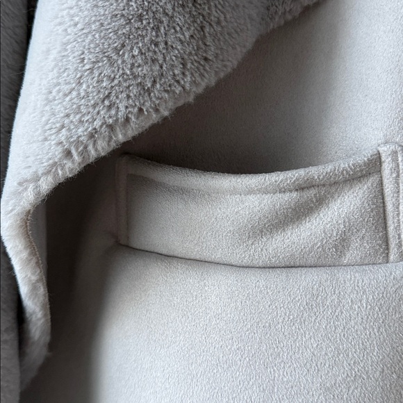 ON 12TH Luxe Sherpa Suede Gray Chunky Knit Sweater Jacket with Pockets SMALL - Picture 7 of 10